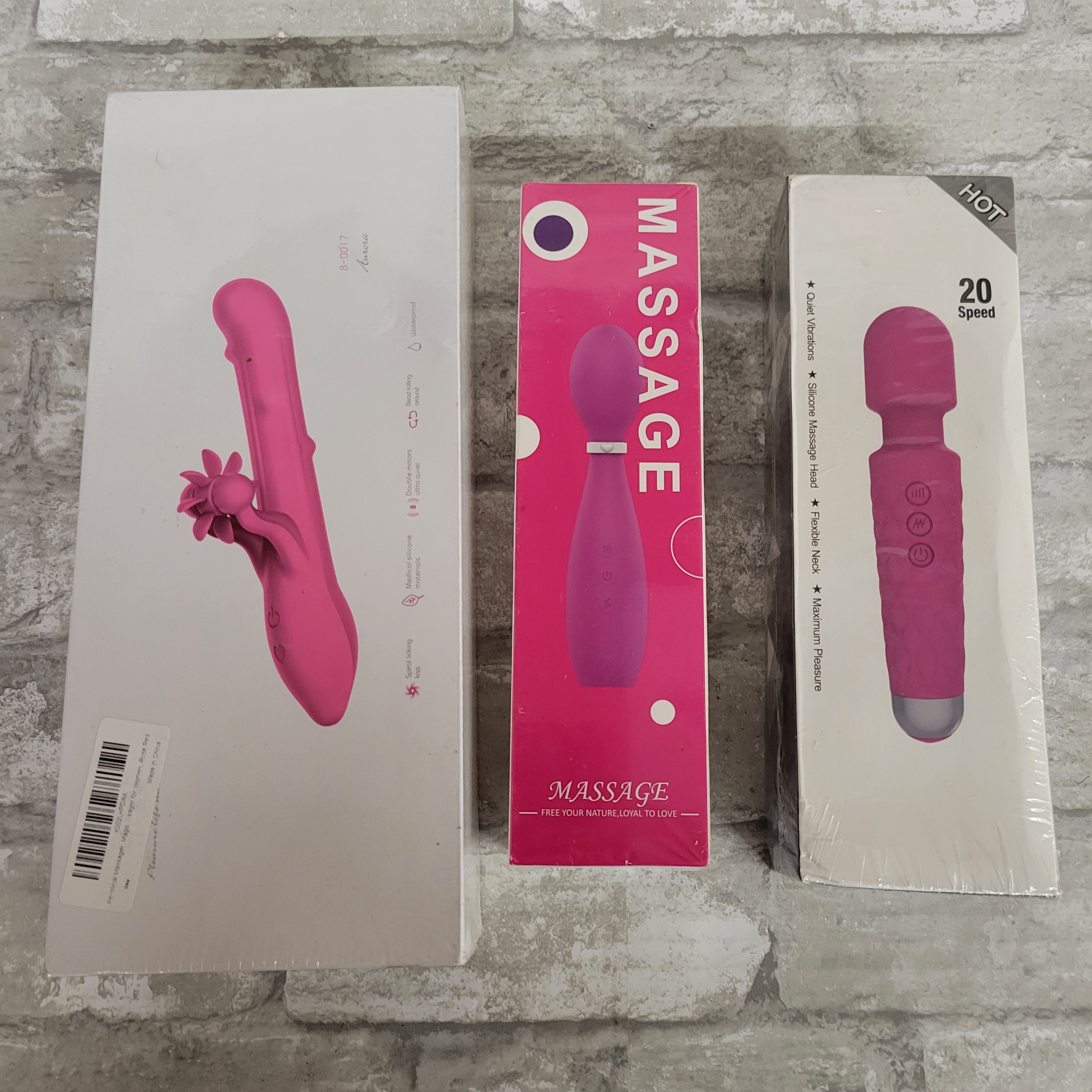 Women's Personal Massager, Neck Back Body Vibrating Wand, Lot of 3 (8056475058414)